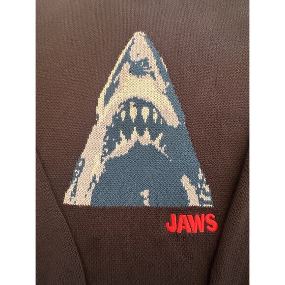 Jaws X Dark Seas Sweater Mens XL Black Heavy Knit Shark Cottagecore Movie - Picture 2 of 13